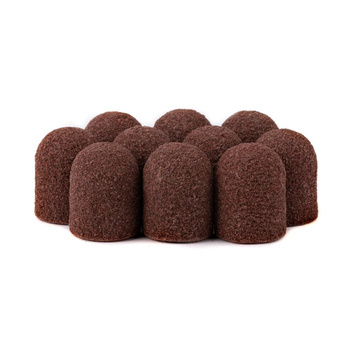 Capuchons abrasifs pour pédicure avec insert en coton, 13 mm, grain 100, marron, AlleMed, 10 pièces