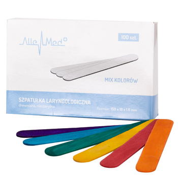 Spatules ORL en bois à usage unique pour cire d'épilation AlleMed, 100 pièces, assortiment de couleurs