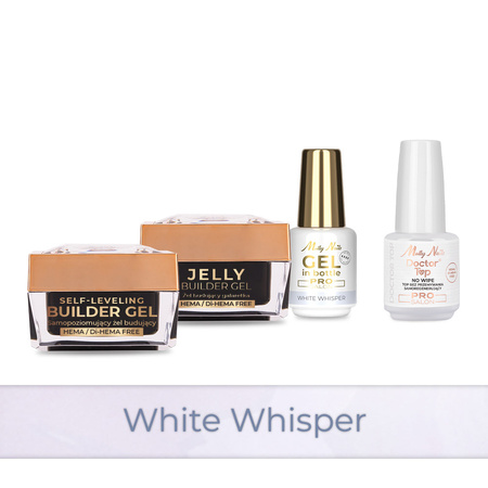 MollyNails PRO MATCH SYSTEM 3+1 White Whisper : 3 gels de construction + Doctor Top 15 g
