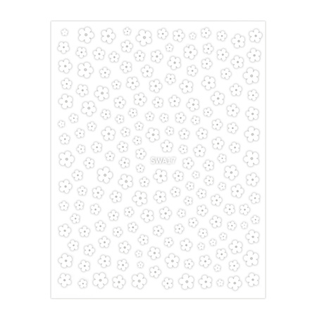 Dünne, selbstklebende Nagelsticker mit Blumenmotiv SWA17, weiß