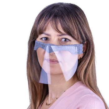 Reusable universal gray sewn mini face shield for mouth and nose
