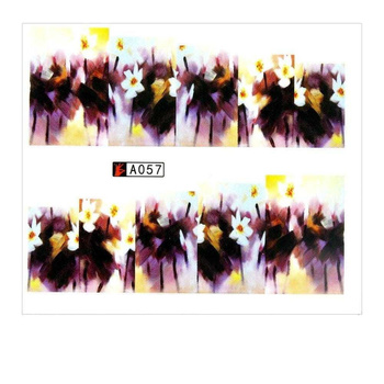 Water-slide nail stickers with flower designs, sheet size 6.5 x 5.5 cm, for 10 fingers, No. A057