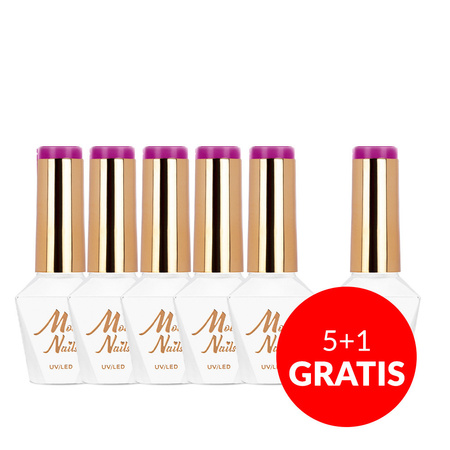 5+1 gratis LED/UV-Gel-Nagellack Molly Nails Power Flower Nr. 725 Purple Crocus, HEMA/Di-HEMA-frei, 8 g