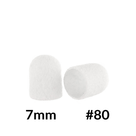 Pedicure caps 7 mm, grit 80, 10 pcs Fabric Podo AlleMed White