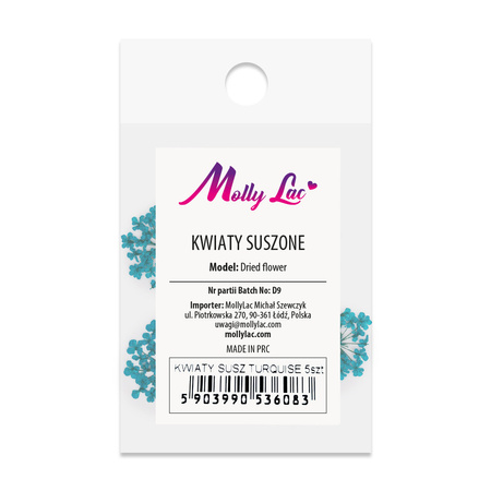 Dried flowers for nail art MollyLac Turquoise 5 pcs