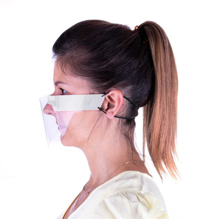 Reusable universal white mini face shield for mouth and nose