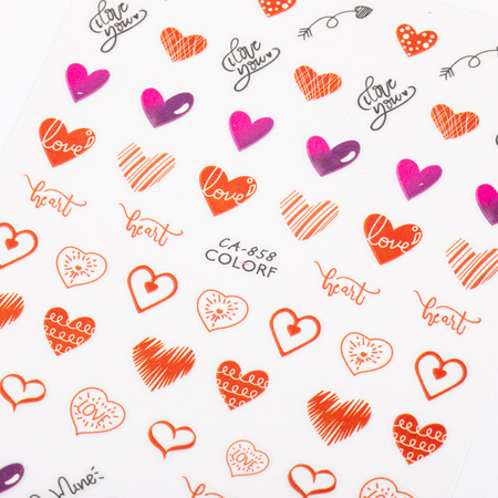 Adesivi per unghie autoadesivi a forma di cuori di San Valentino con scritte CA-858