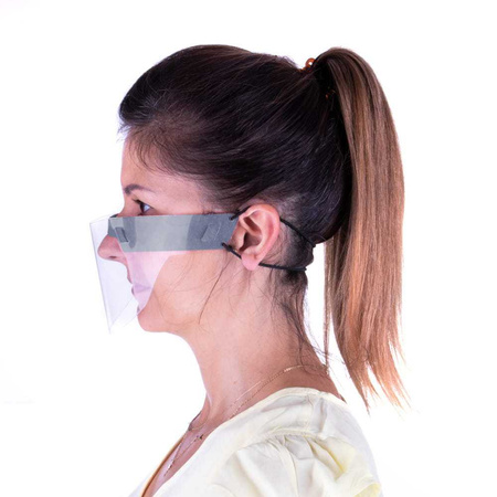 Reusable universal gray mini face shield for mouth and nose