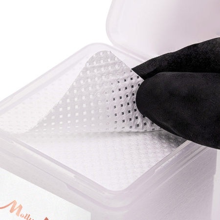 Безпилові перфоровані ватні диски для нігтів Molly Nails, білі, 5x5 см, 200 шт.