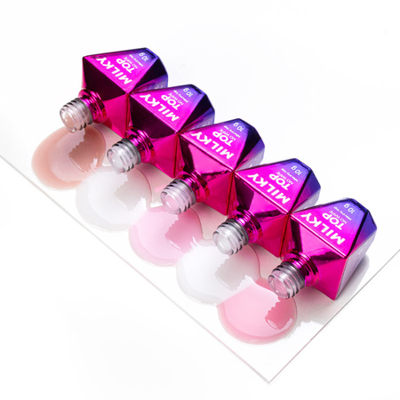 Top Milky MollyNails, vernis laiteux sans rinçage « no wipe », Cream White, sans HEMA ni Di-HEMA, 10 g