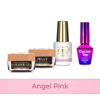 Molly Nails PRO MATCH SYSTEM 3+1 Angel Pink : 3 gels de construction + Doctor Top 10 g