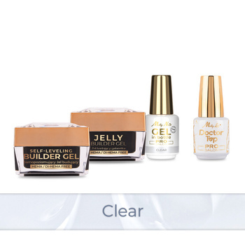 Molly Nails PRO MATCH SYSTEM 3+1 Clear: 3 geles de construcción + Doctor Top 15 g