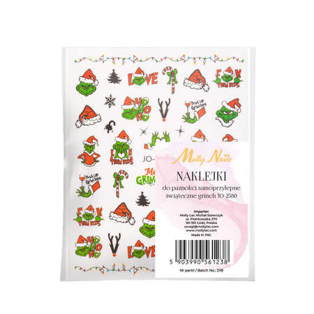 Weihnachts-Nagelsticker „Grinch“ von Molly Nails JO-2580