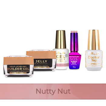 Molly Nails PRO MATCH SYSTEM 4+1 Nutty Nut 3 builder gels + base + Doctor Top 15g