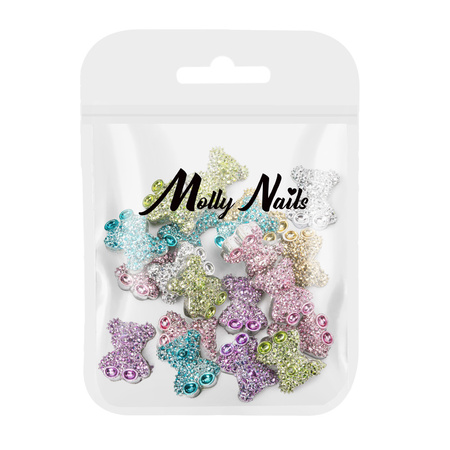 3D-Nagdekorationen „Teddybären“ von Molly Nails, Farbmix, 20 Stück