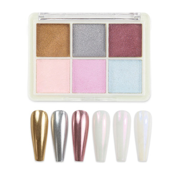 Nail powder with mirror effect, box of 6 colors, Molly Nails No. 1