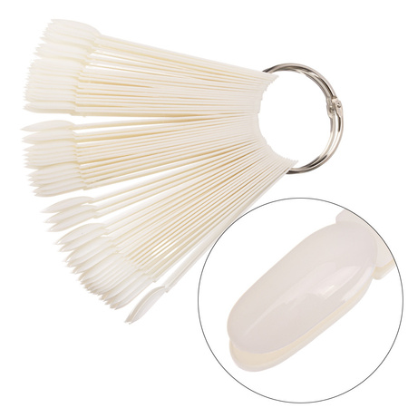Échantillonneur en forme d'amande sur roue pour gels, vernis hybrides et poudres, couleur lait, 50 pièces, mat
