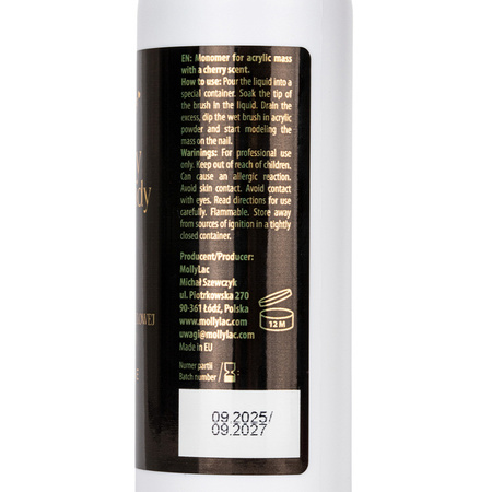 Liquide pour acrylique monomère MollyLac Cherry Cherry Lady au parfum de cerise, 100 ml