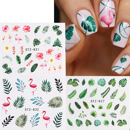 Water stickers for nails, flamingo plants STZ-832