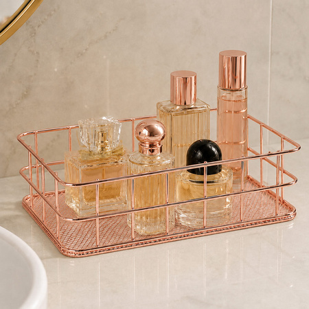 Panier de rangement en métal rose doré n° 1