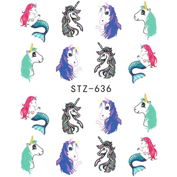 Wassertransfer-Nagelaufkleber „Einhorn“ STZ-636