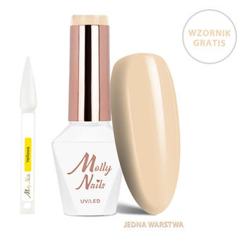 Business Class LED/UV Gel Polish No. 315 Warm Latte by MollyNails, HEMA/Di-HEMA Free, 8 g + FREE "Yellows" Color Chart