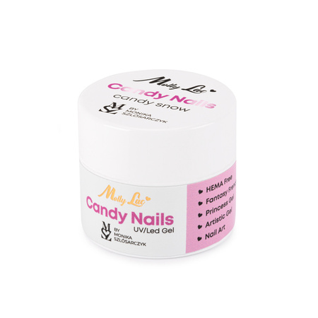 Gel para decoraciones Candy Nails Candy Snow de Monika Szlósarczyk MollyLac, sin HEMA ni Di-HEMA, 5 g