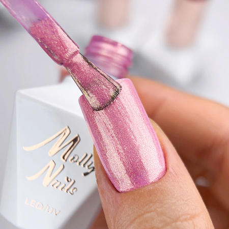 Esmalte híbrido LED/UV Gel Polish La Vie en Rouge n.º 328 Angel's Sparkle de MollyNails, sin HEMA ni Di-HEMA, 8 g + muestrario de purpurina GRATIS