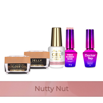 Molly Nails PRO MATCH SYSTEM 4+1 Nutty Nut 3 builder gels + base + Doctor Top 10g