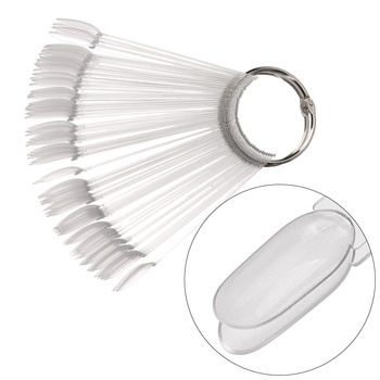 Échantillonneur en forme d'amande sur roue pour gels, vernis hybrides et poudres, transparent, 50 pièces, mat