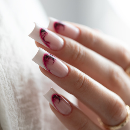 Adhesivos para uñas 5D / French / Línea de sonrisa francesa, 20 unidades, rosa, SD-2281