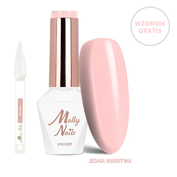 Business Class LED/UV Gel Polish No. 314 Soft Cotton by MollyNails, HEMA/Di-HEMA Free, 8g + FREE Nudes Color Chart