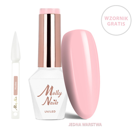 Vernis hybride LED/UV Gel Polish Business Class n° 313 Rose Cashmere MollyNails sans HEMA/Di-HEMA, 8 g + nuancier « Nudes » OFFERT