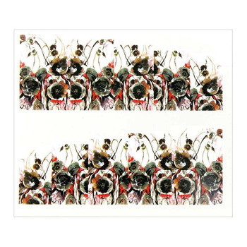 Adesivi ad acqua per unghie, foglio con motivi floreali, 6,5 x 5,5 cm, per 10 dita, A079