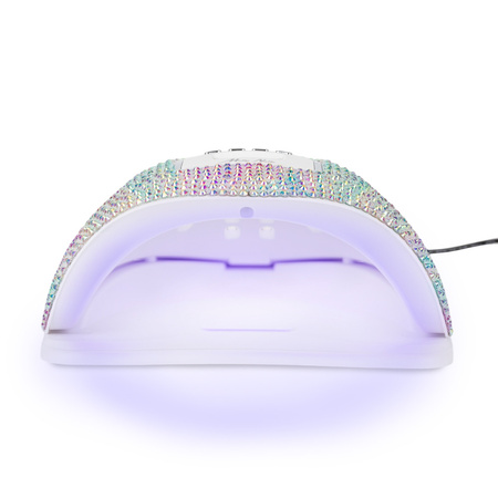 Molly Nails 150W LED/UV nail lamp for hybrid varnishes, gels, and acrylic gels in crystal silver holo zirconia X5 MAX