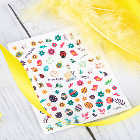 Adhesivos finos para uñas con motivos de Pascua T-374