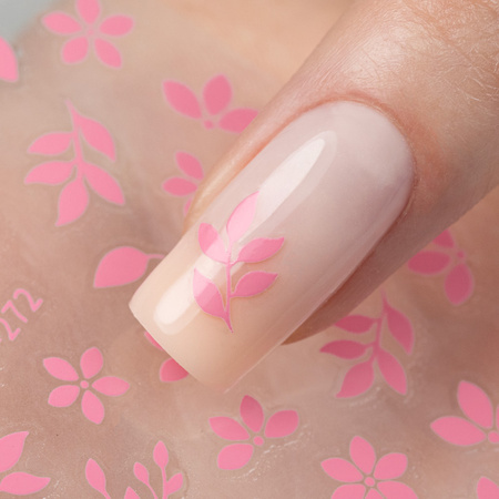 Adhesivos para uñas finos y autoadhesivos con motivos florales SO-272, rosa claro