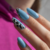 5 + 1 gratis. Esmalte híbrido Molly Nails Blue Sky Baby Blue sin HEMA/Di-HEMA, 8 g, n.º 110