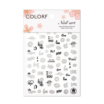 Self-adhesive Valentine's Day nail stickers, silver and black CJ-131