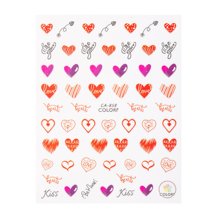 Self-adhesive Valentine's Day heart nail stickers with inscriptions CA-858