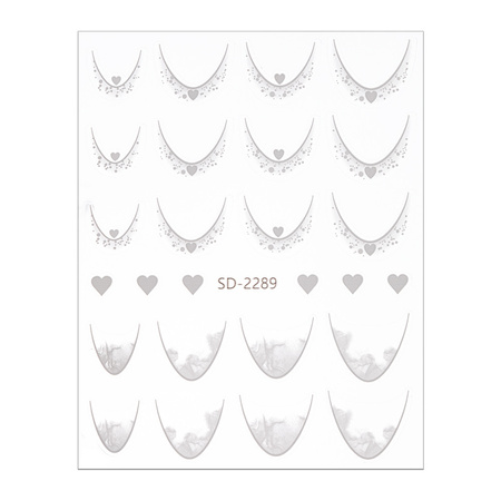 Adhesivos para uñas 5D / French / Línea de sonrisa francesa, 20 unidades, blanco, SD-2289