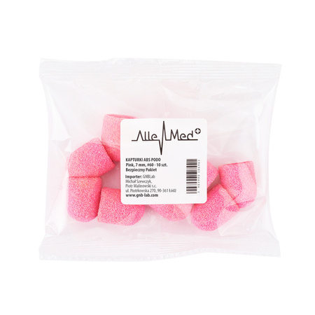 7 mm pedicure caps, 60 grit, 10 pieces, ABS, Podo AlleMed, Pink
