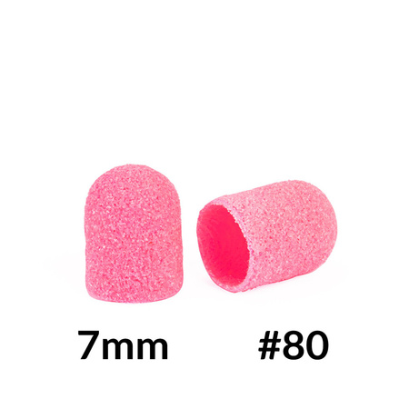 Pedicure caps 7 mm, 80 grit, 10 pcs Fabric Podo AlleMed Pink