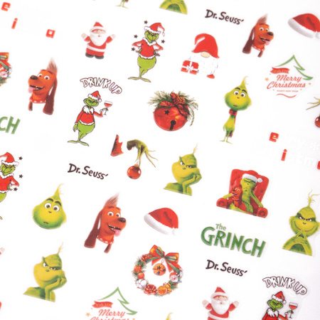 Autocollants pour ongles fins et autocollants sur le thème du Grinch pour Noël MS-C263
