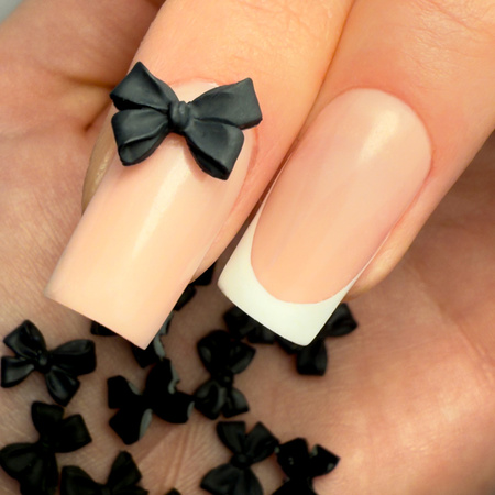 Adornos para uñas: lazos 3D Molly Nails, negros, 100 unidades