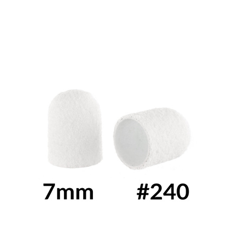 Pedicure caps 7 mm, 240 grit, 10 pcs Fabric Podo AlleMed White