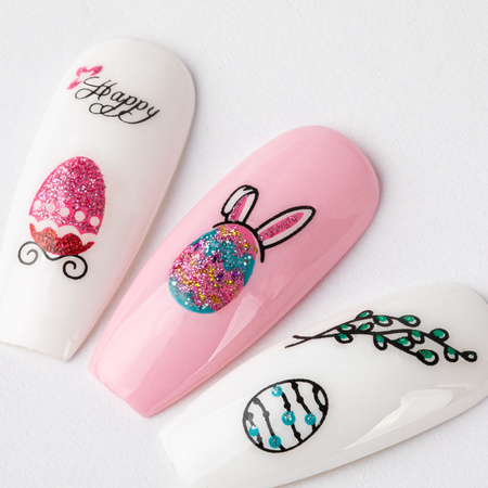 Selbstklebende 3D-Nagelaufkleber mit Glitzer für Ostern  BLE 1105D