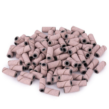 Capuchones para manicura y pedicura, mandriles, recubrimientos abrasivos, mini cilindros de 3 mm, grano 240, color rosa, 50 unidades.