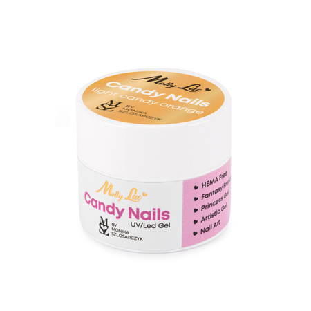 Gel décoratif Candy Nails Light Candy Orange par Monika Szlósarczyk MollyLac, sans HEMA/Di-HEMA, 5 g