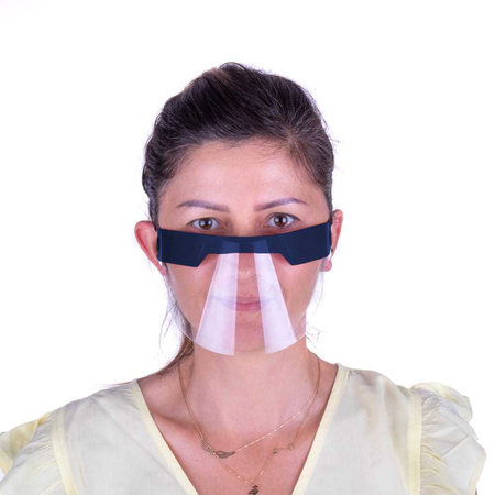 Reusable universal mini face shield for mouth and nose, dark navy blue